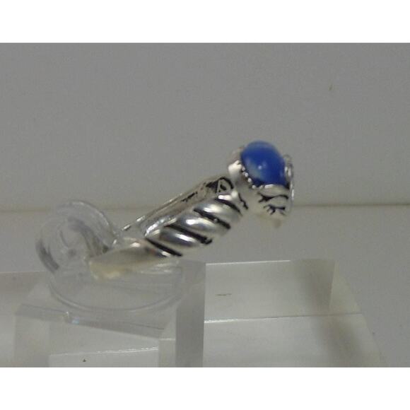 Vintage Designer Sterling Silver Blue Cat's Eye Heart Ring Size 8.25 Chrysoberyl - Picture 5 of 6
